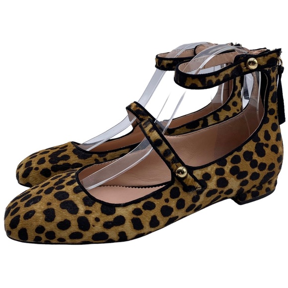 J. Crew Flats Sally Women's Calf Hair Leather Leopard Button Casual Size 7 - Picture 11 of 11
